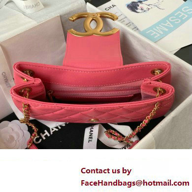 Chanel Lambskin  &  Gold-Tone Metal large Messenger Bag AS4610 fuchsia 2024